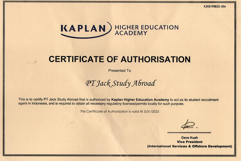 Kaplan Certificate